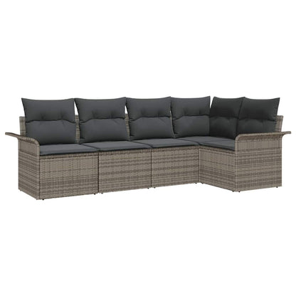 Set Divano da Giardino 5 pcs Grigio polyrattan | homemem39