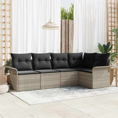 Set Divano da Giardino 5 pcs Grigio chiaro polyrattan | homemem39