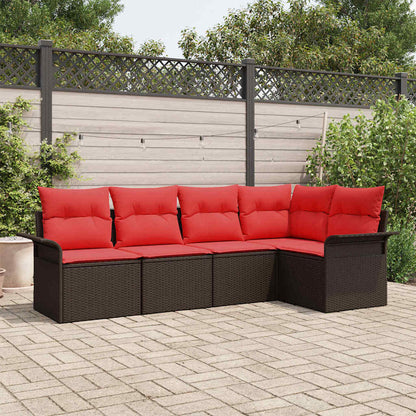 Set Divano da Giardino 5 pcs Marrone polyrattan | homemem39