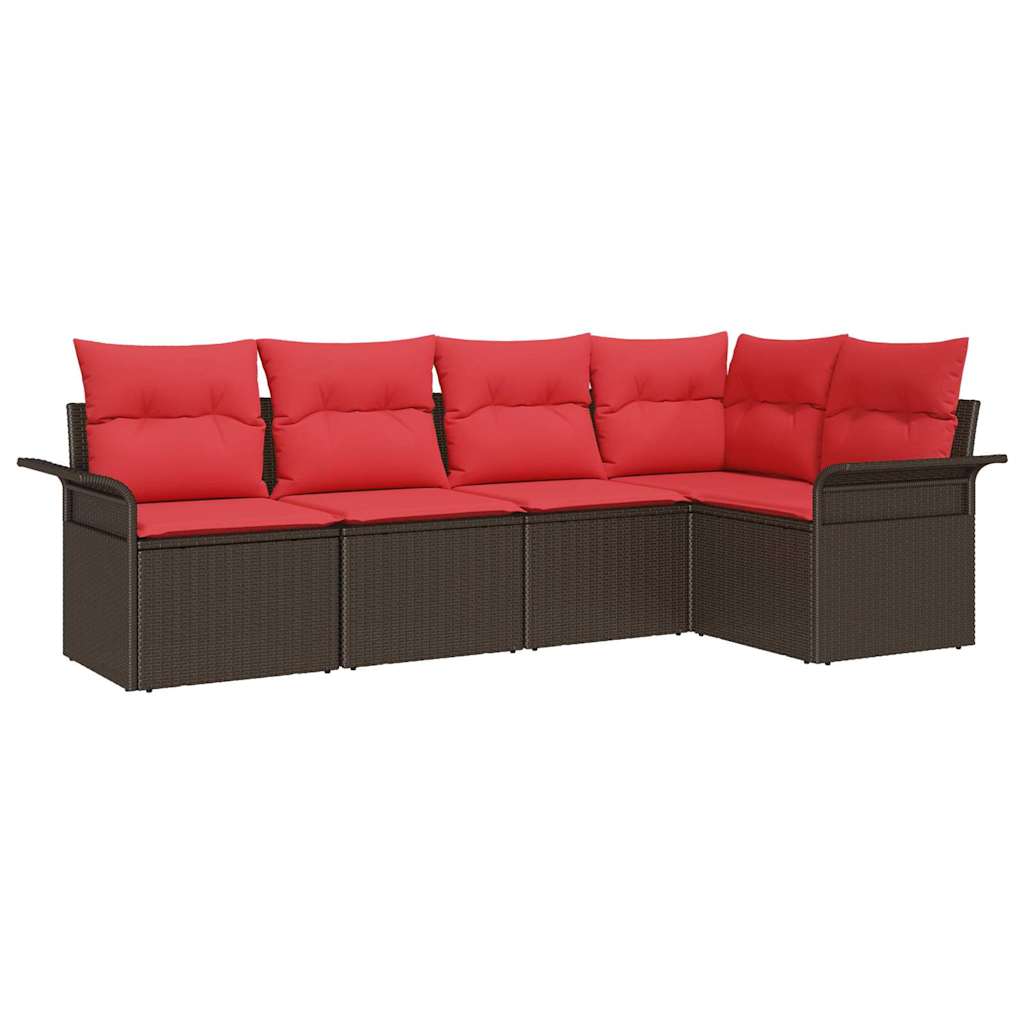 Set Divano da Giardino 5 pcs Marrone polyrattan | homemem39