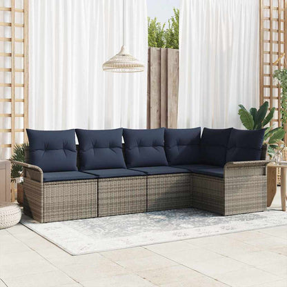 Set Divano da Giardino 5 pcs Grigio polyrattan | homemem39
