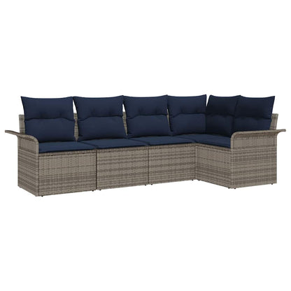 Set Divano da Giardino 5 pcs Grigio polyrattan | homemem39