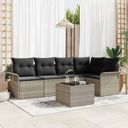 Set Divano da Giardino 6 pcs Grigio chiaro Poly Rattan | homemem39