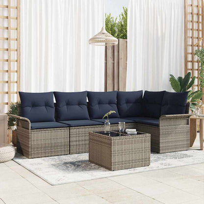 Set Divano da Giardino 6 pcs Grigio polyrattan | homemem39