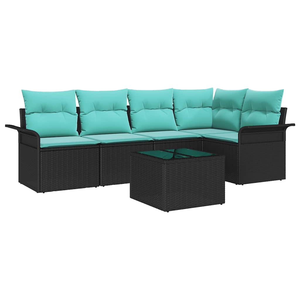 Set Divano da Giardino con archiviazione 6 pcs Nero polyrattan | homemem39