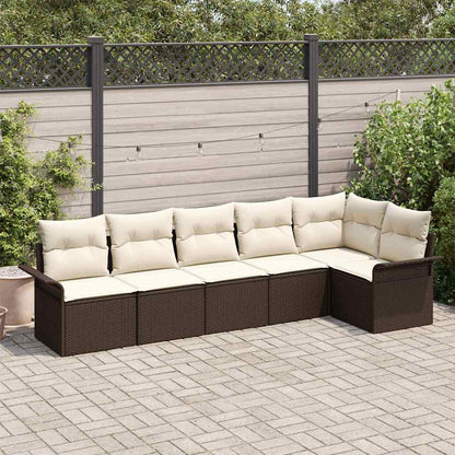 Set Divano da Giardino con cuscino 6 pcs Marrone Poly Rattan | homemem39
