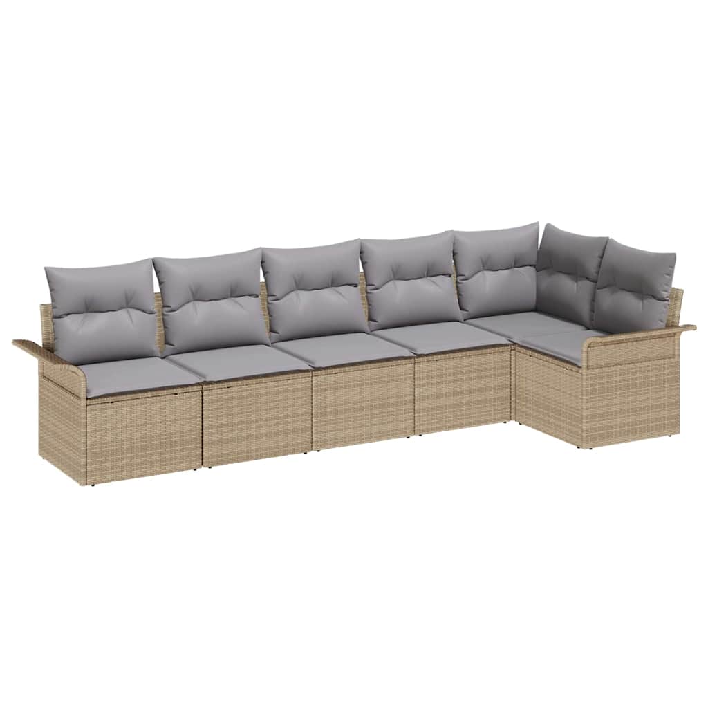 Set Divano da Giardino con cuscino 6 pcs Beige Poly Rattan | homemem39
