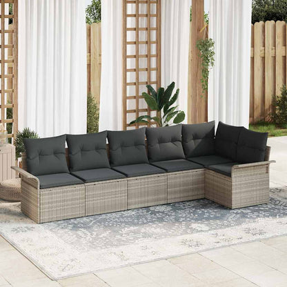 Set Divano da Giardino 6 pcs Grigio chiaro polyrattan | homemem39