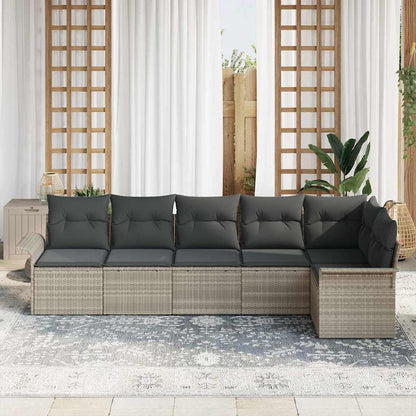 Set Divano da Giardino 6 pcs Grigio chiaro polyrattan | homemem39