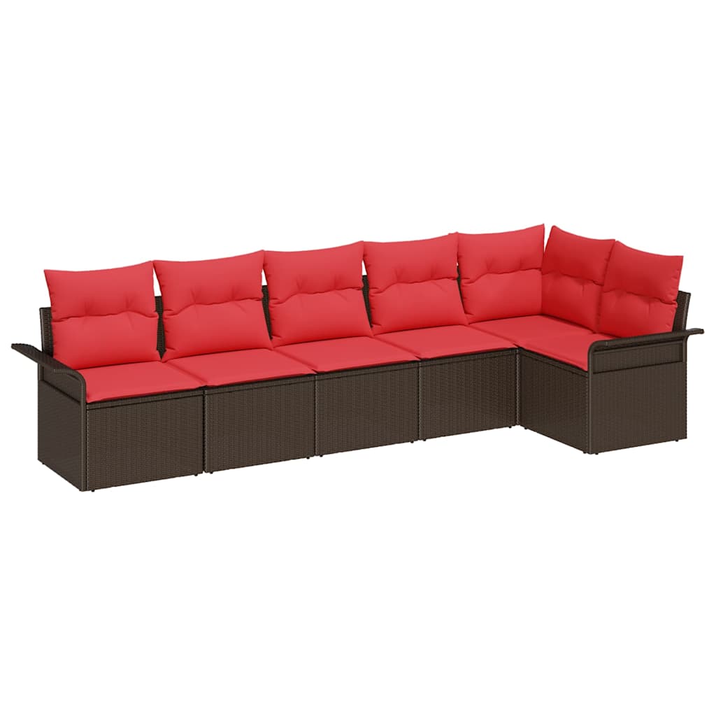 Set Divano da Giardino 6 pcs Marrone polyrattan | homemem39