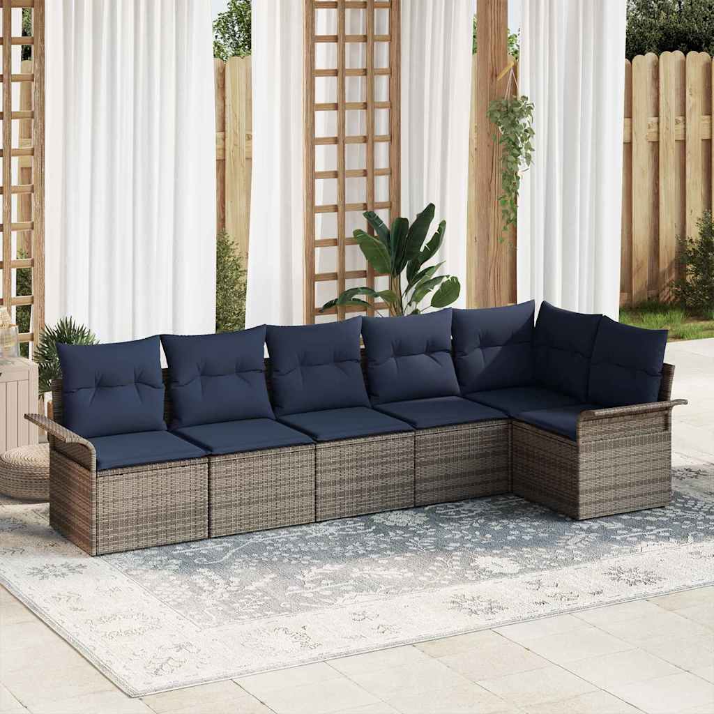 Set Divano da Giardino 6 pcs Grigio polyrattan | homemem39