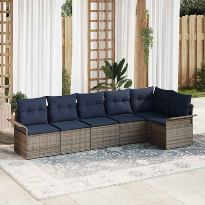 Set Divano da Giardino 6 pcs Grigio polyrattan | homemem39