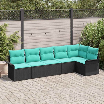 Set Divano da Giardino con archiviazione 6 pcs Nero polyrattan | homemem39