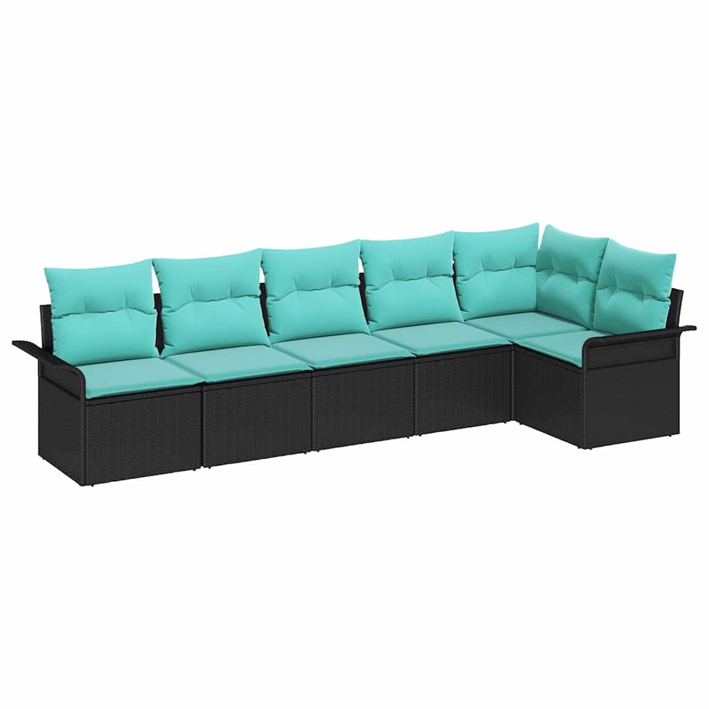 Set Divano da Giardino con archiviazione 6 pcs Nero polyrattan | homemem39