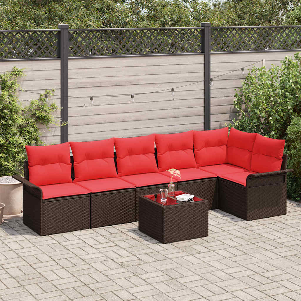 Set Divano da Giardino 7 pcs Marrone polyrattan | homemem39
