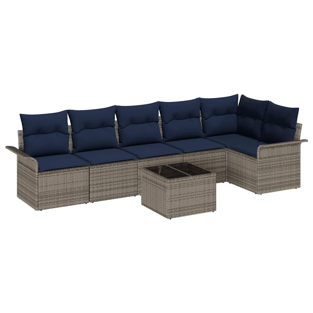 Set Divano da Giardino 7 pcs Grigio polyrattan | homemem39