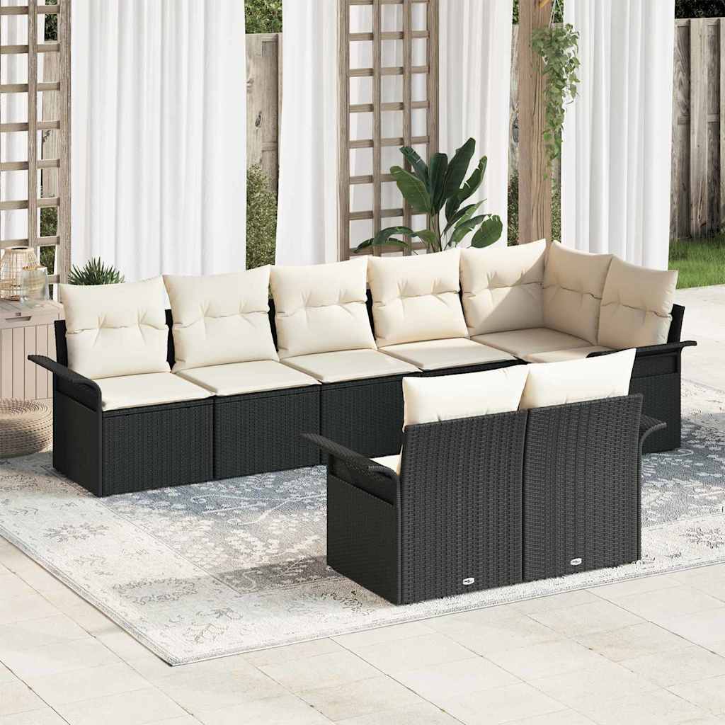 Set Divano da Giardino con archiviazione 8 pcs Nero polyrattan | homemem39