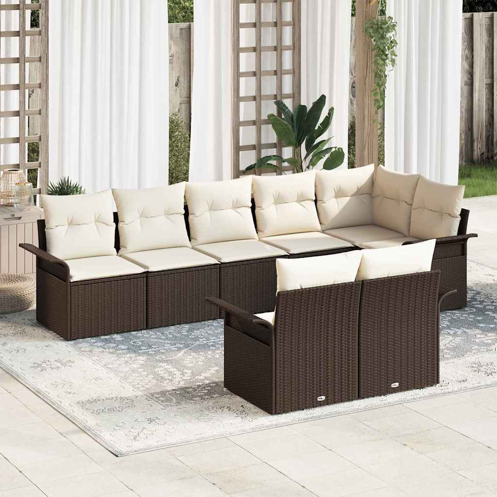 Set Divano da Giardino 8 pcs Marrone polyrattan | homemem39