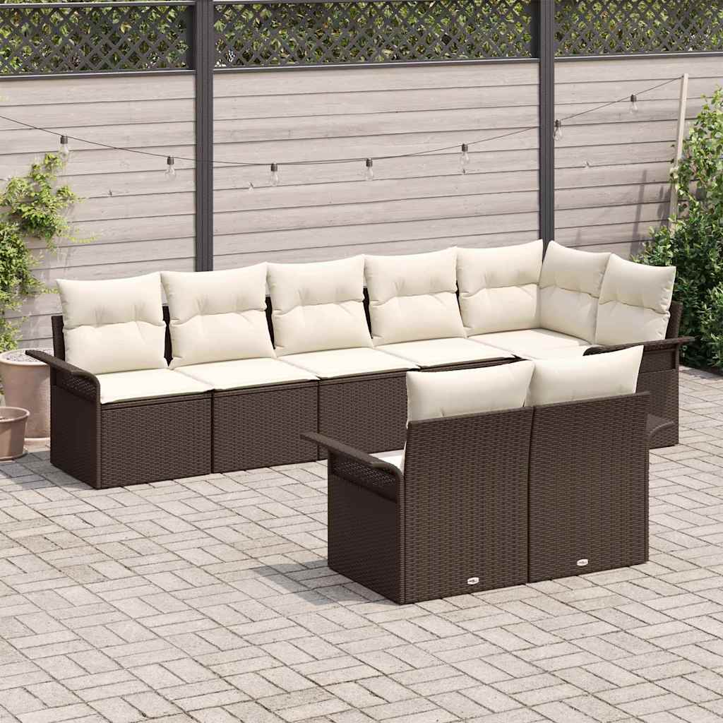 Set Divano da Giardino 8 pcs Marrone polyrattan | homemem39