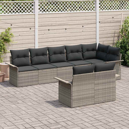 Set Divano da Giardino 8 pcs Grigio chiaro polyrattan | homemem39