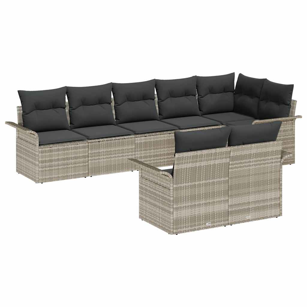 Set Divano da Giardino 8 pcs Grigio chiaro polyrattan | homemem39