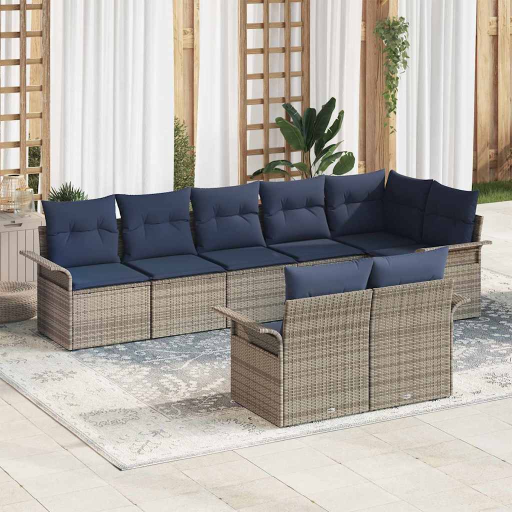 Set Divano da Giardino 8 pcs Grigio polyrattan | homemem39