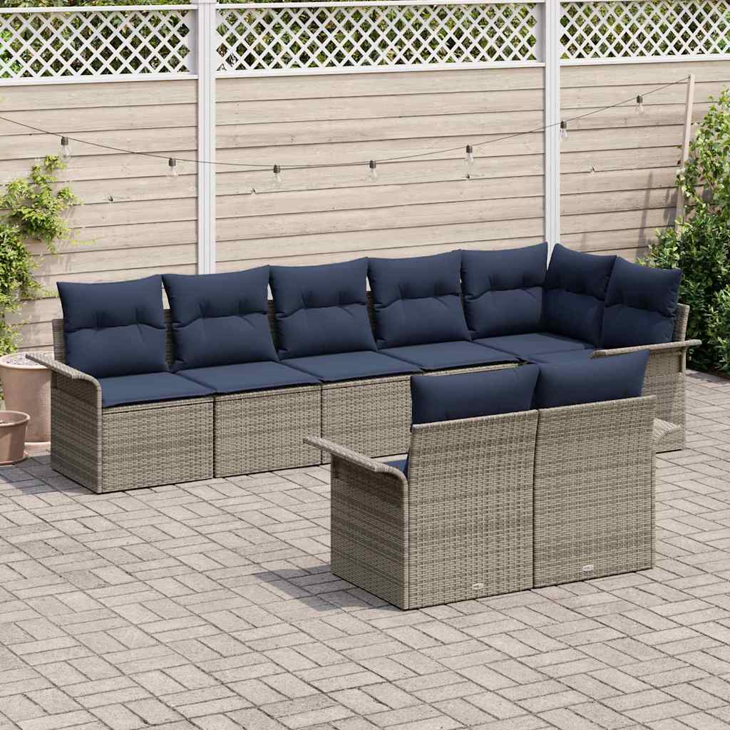 Set Divano da Giardino 8 pcs Grigio polyrattan | homemem39