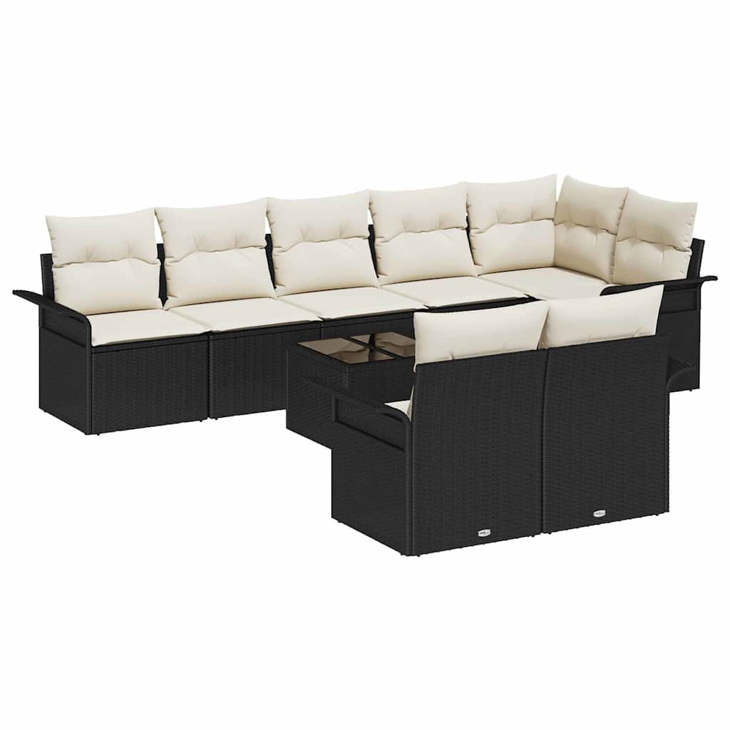 Set Divano da Giardino con archiviazione 9 pcs Nero polyrattan | homemem39