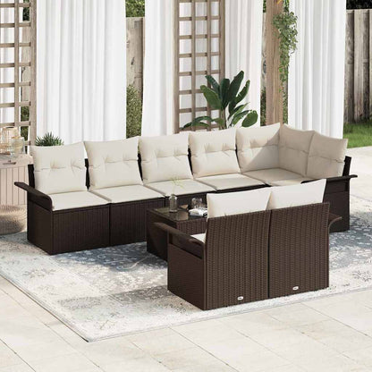 Set Divano da Giardino 9 pcs Marrone polyrattan | homemem39
