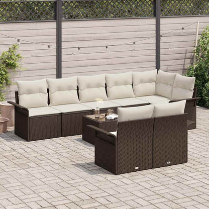Set Divano da Giardino 9 pcs Marrone polyrattan | homemem39