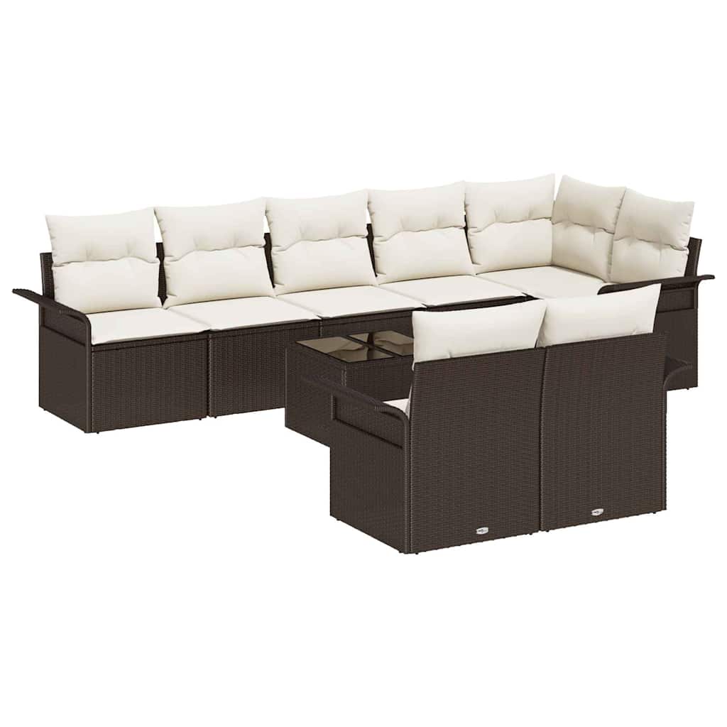 Set Divano da Giardino 9 pcs Marrone polyrattan | homemem39