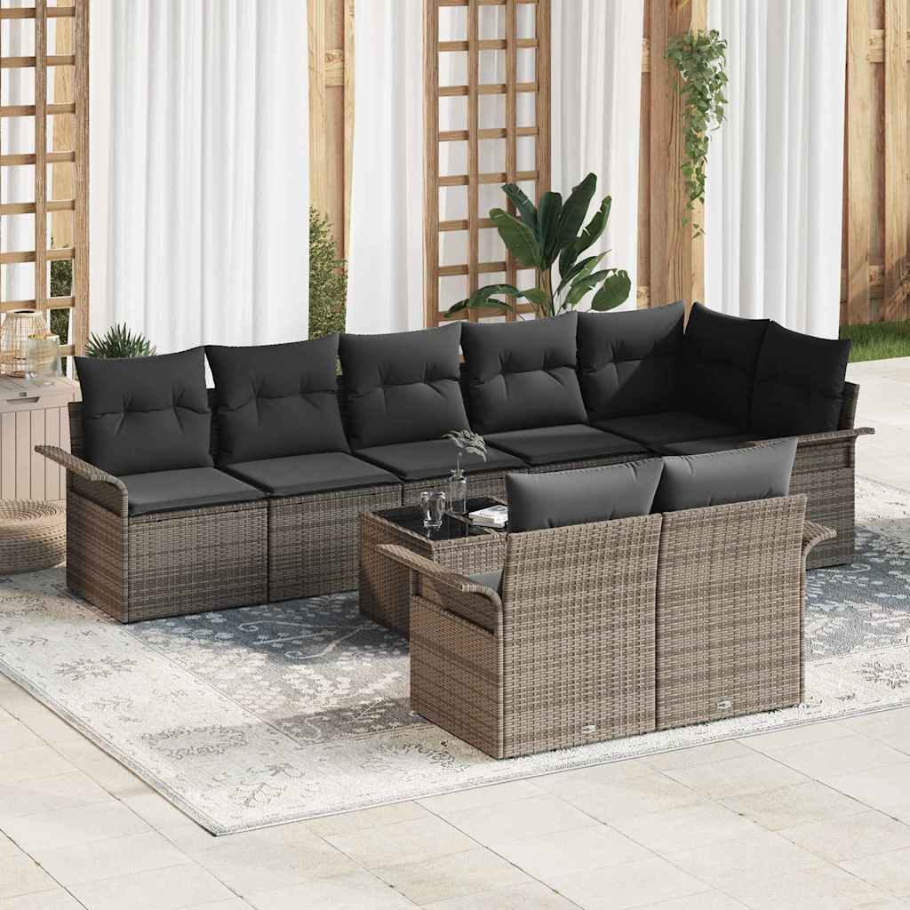 Set Divano da Giardino 9 pcs Grigio polyrattan