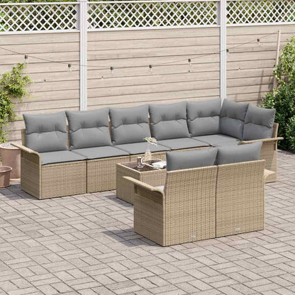 Set Divano da Giardino con archiviazione 9 pcs Beige polyrattan | homemem39