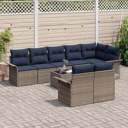 Set Divano da Giardino 9 pcs Grigio polyrattan | homemem39