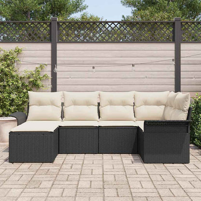 Set Divano da Giardino con archiviazione 6 pcs Nero polyrattan | homemem39