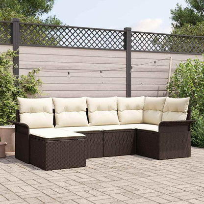 Set Divano da Giardino con cuscino 6 pcs Marrone Poly Rattan | homemem39
