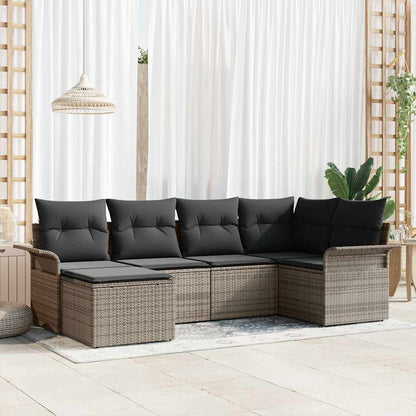 Set Divano da Giardino 6 pcs Grigio polyrattan