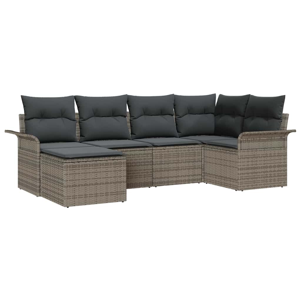 Set Divano da Giardino 6 pcs Grigio polyrattan | homemem39