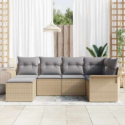 Set Divano da Giardino con archiviazione 6 pcs Beige polyrattan | homemem39