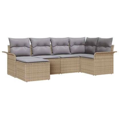 Set Divano da Giardino con archiviazione 6 pcs Beige polyrattan | homemem39