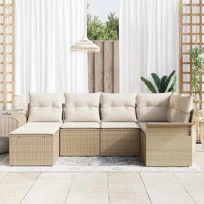 Set Divano da Giardino con archiviazione 6 pcs Beige polyrattan | homemem39
