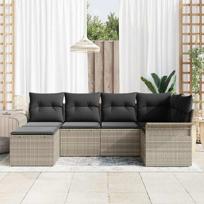Set Divano da Giardino 6 pcs Grigio chiaro polyrattan | homemem39