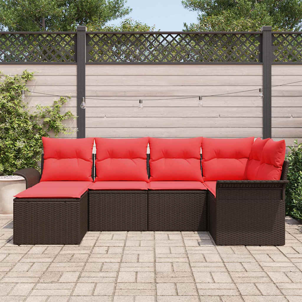 Set Divano da Giardino 6 pcs Marrone polyrattan | homemem39