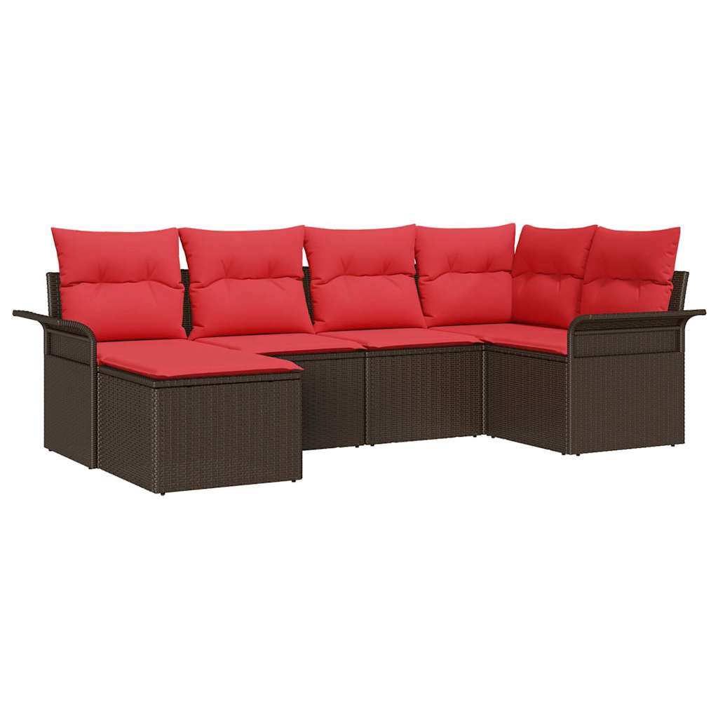 Set Divano da Giardino 6 pcs Marrone polyrattan | homemem39