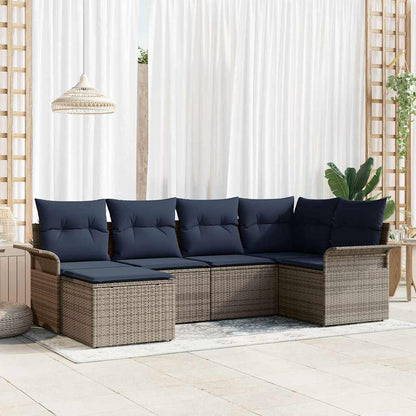 Set Divano da Giardino 6 pcs Grigio polyrattan | homemem39