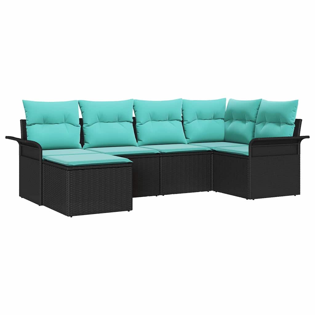 Set Divano da Giardino con archiviazione 6 pcs Nero polyrattan | homemem39