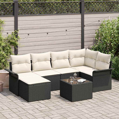 Set Divano da Giardino con archiviazione 7 pcs Nero polyrattan | homemem39