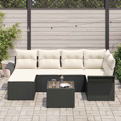 Set Divano da Giardino con archiviazione 7 pcs Nero polyrattan | homemem39