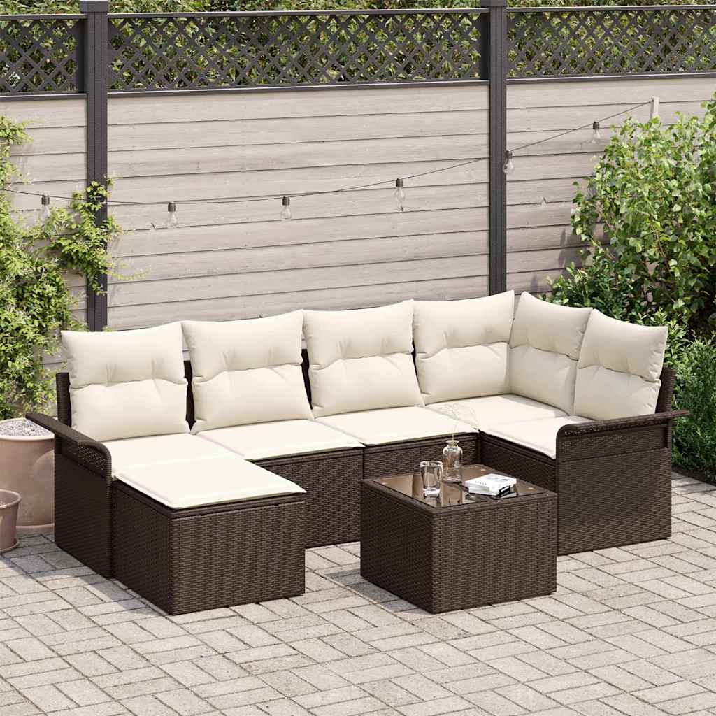 Set Divano da Giardino 7 pcs Marrone polyrattan | homemem39