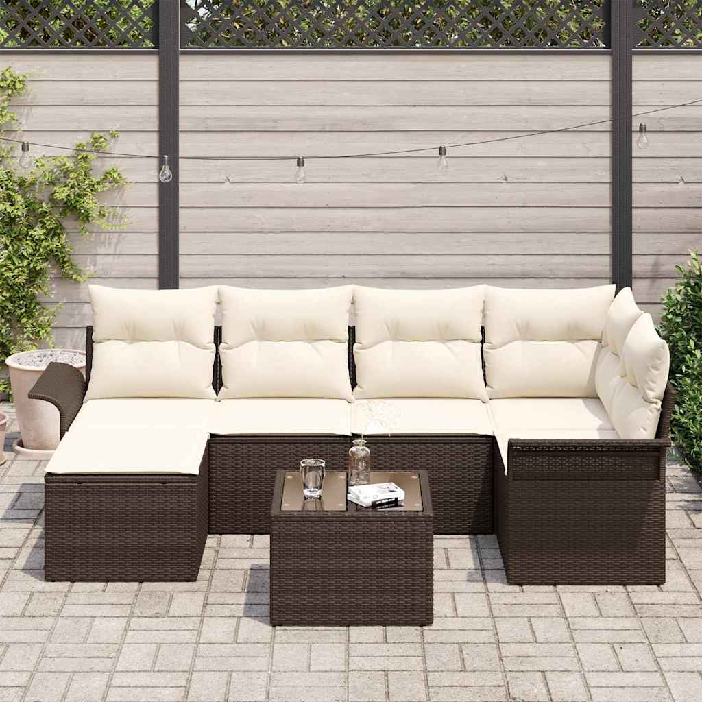 Set Divano da Giardino 7 pcs Marrone polyrattan | homemem39